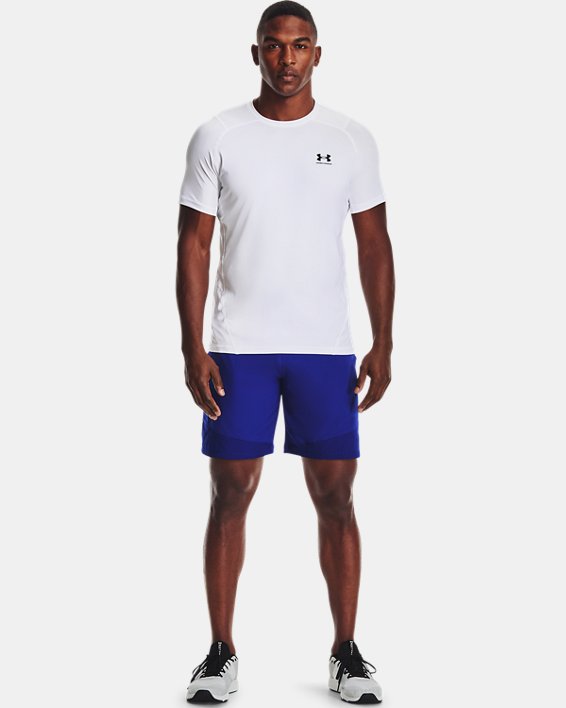 Men's HeatGear® Fitted Short Sleeve, White, pdpMainDesktop image number 2